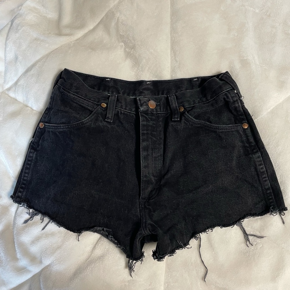 black Wrangler cut off shorts